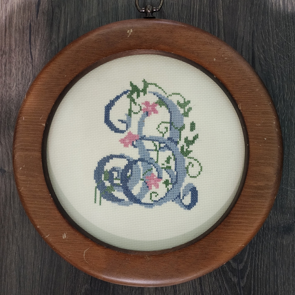 Framed Cross-Stitch Monogram Art